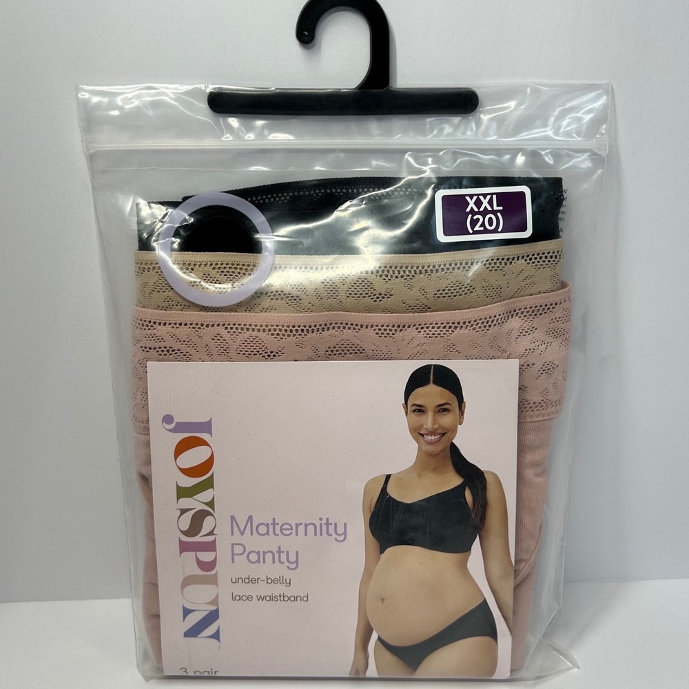 Joyspun Women XXL 20 Maternity Panty 3 Pack Under-Belly Lace Waistband New